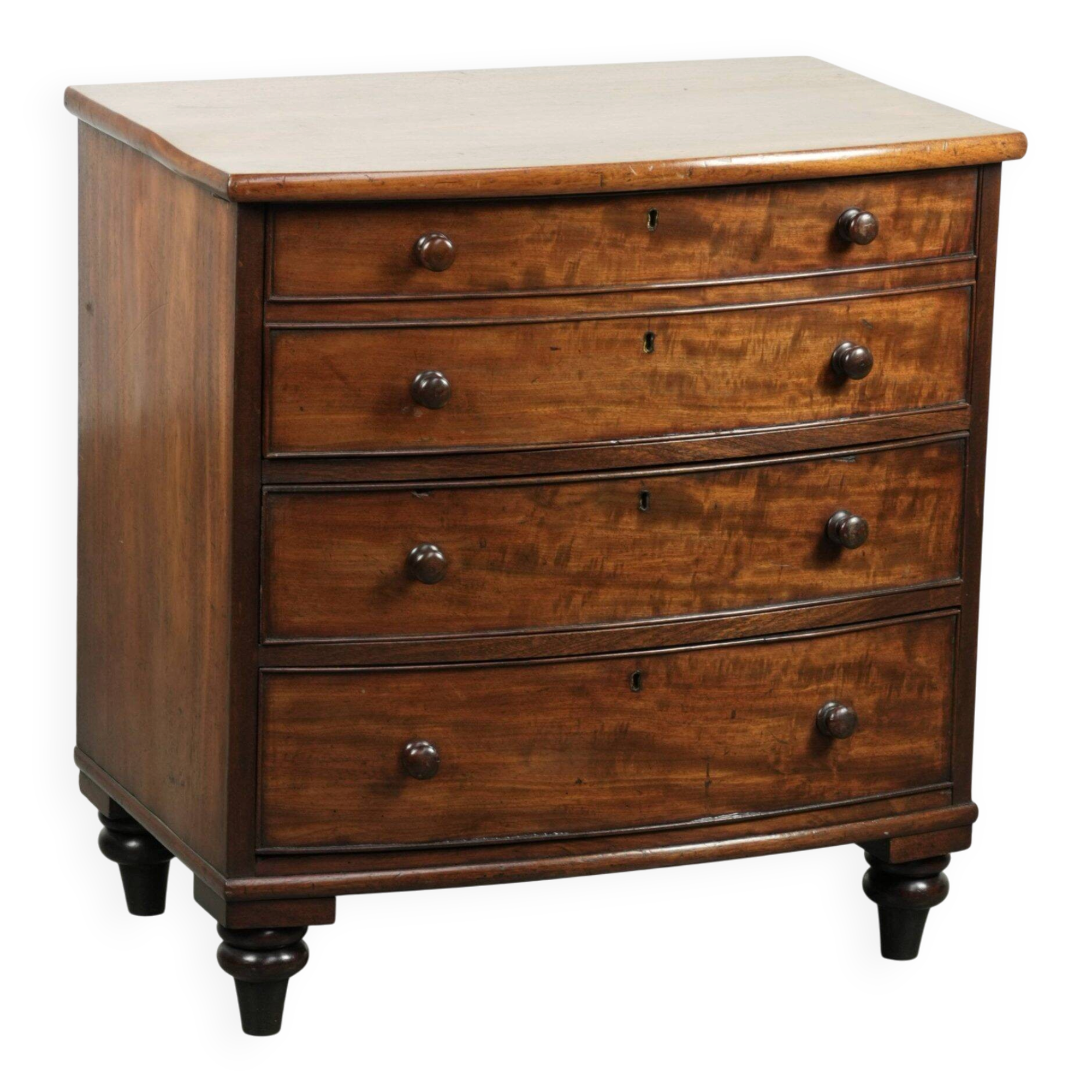 Antique 19th-century English chest of drawers in a unique subtle size