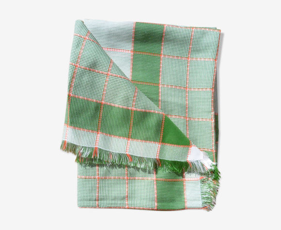 Nappe vintage à carreaux verts et blancs
