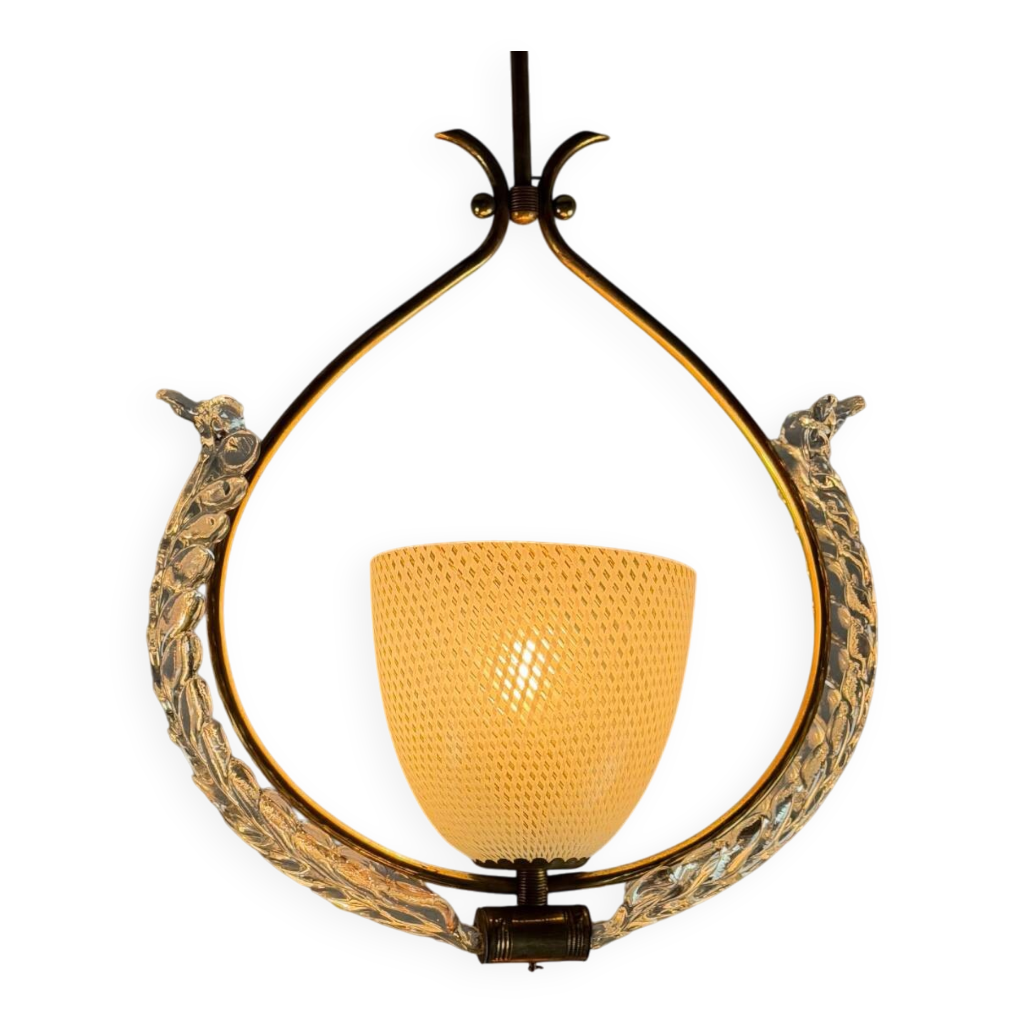 Venetian chandelier in colorless Murano glass, "Vetro à reticello" cut, circa 1950