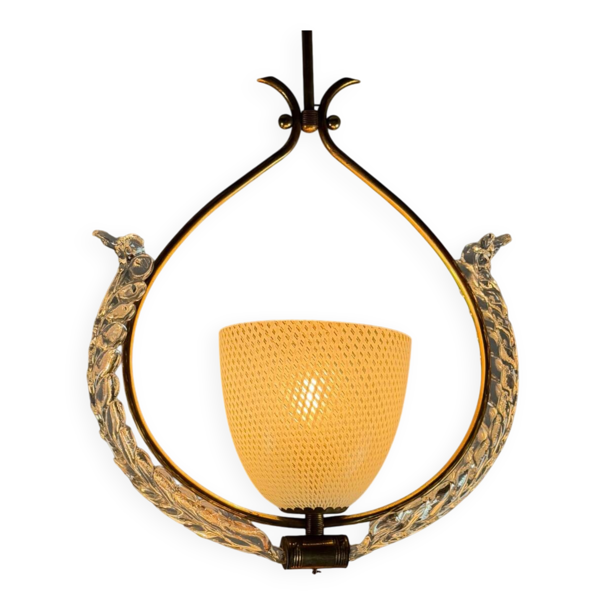 Venetian chandelier in colorless Murano glass, "Vetro à reticello" cut, circa 1950
