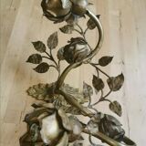 Ancienne applique murale laiton doré feuillages et roses