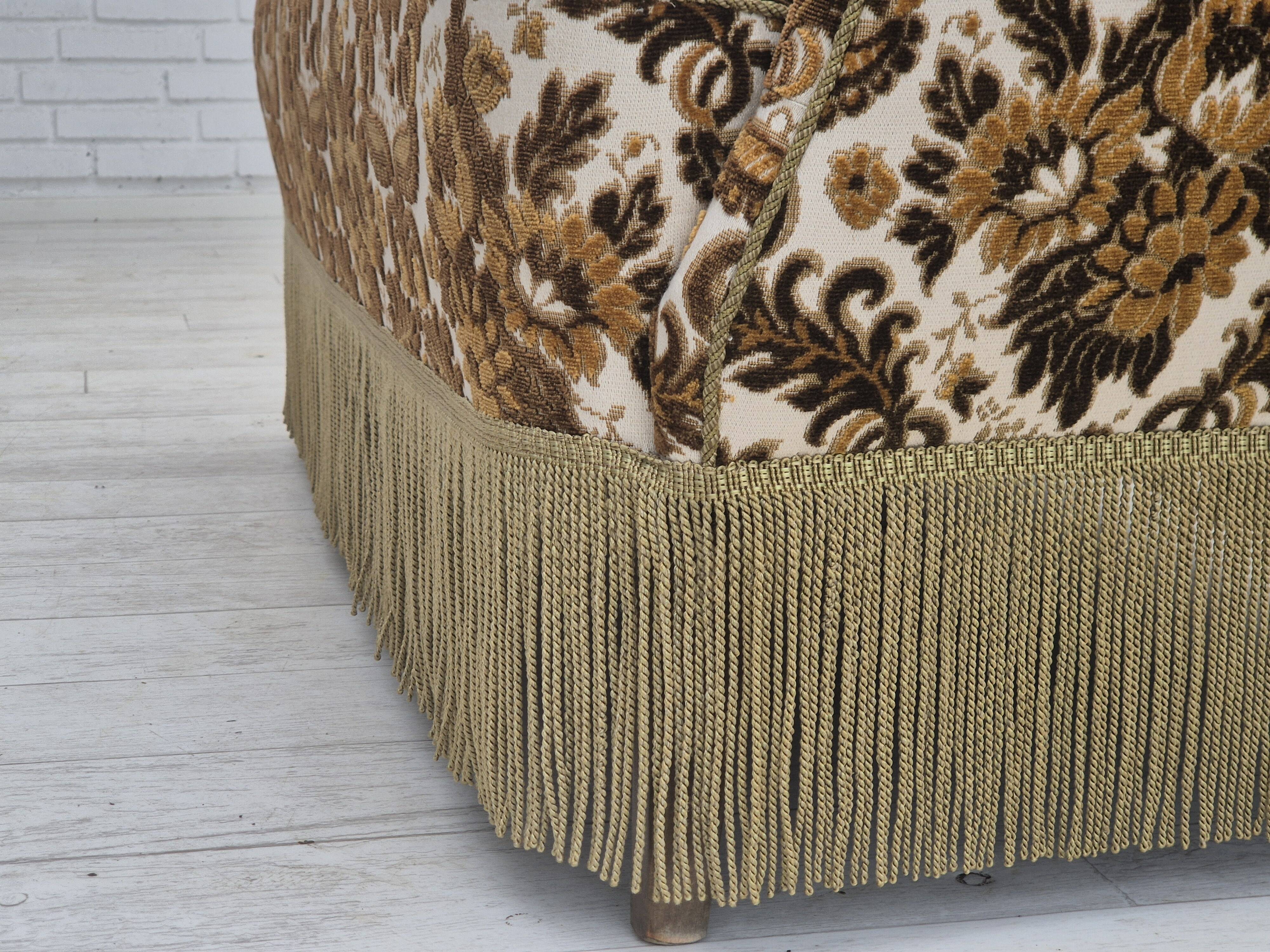 1960s, Danish 2-seater sofa, brown/beige furniture fabric, ash wood legs.