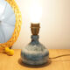 Blue glazed stoneware lamp foot signed 60s or 70s