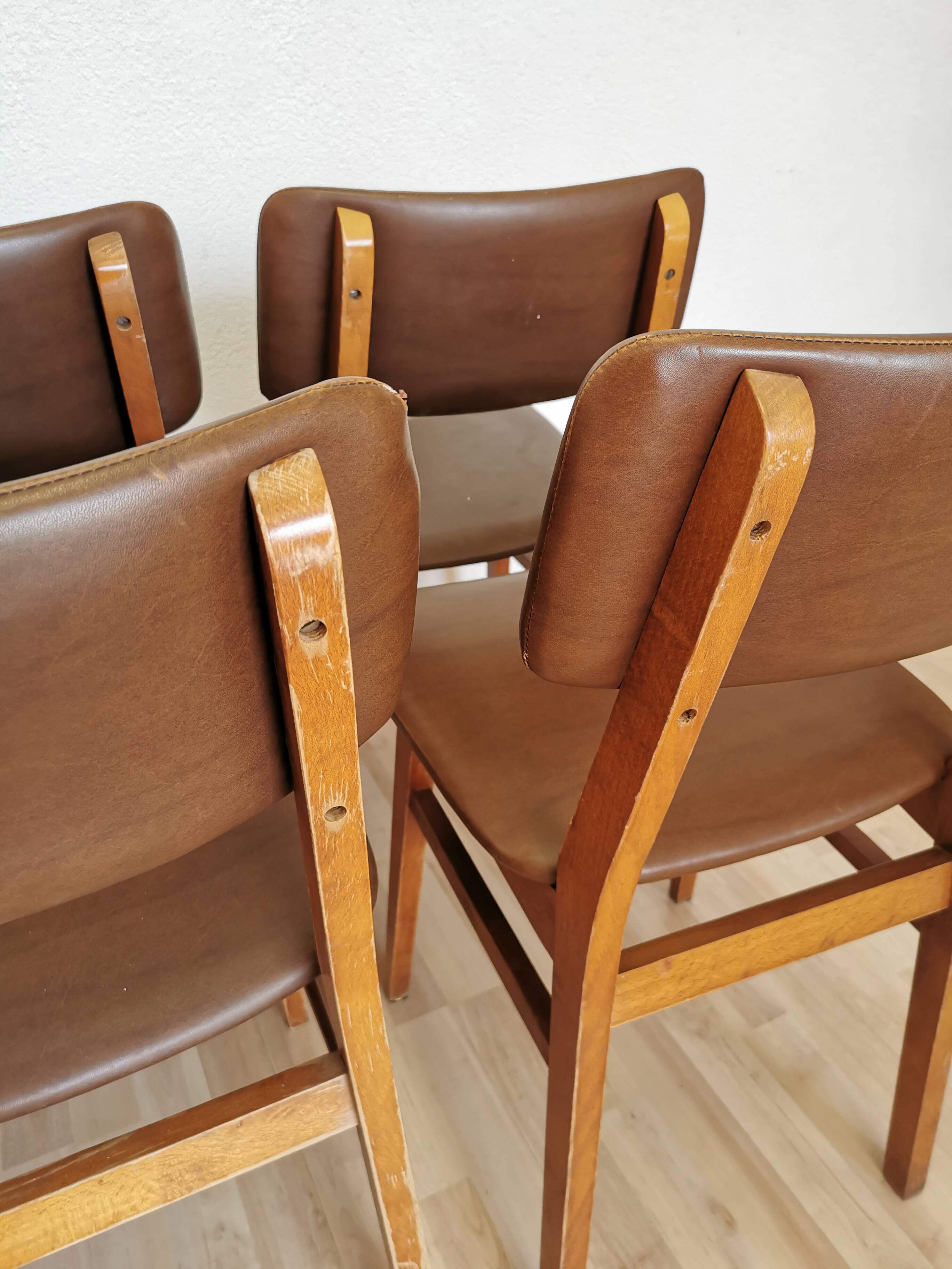 Vintage STOL Kamnik Dining Chair: 1970s Yugoslavian Mid-Century Leather Bis