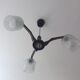 Scandinavian chandelier 60s in teak and molded glass