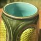 Pretty little antique pot, Majolica Sarreguemines green slipware.