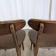 Set of 3 Vintage Wooden Dining Chairs with Brown Leather Seats / Mid-Centur