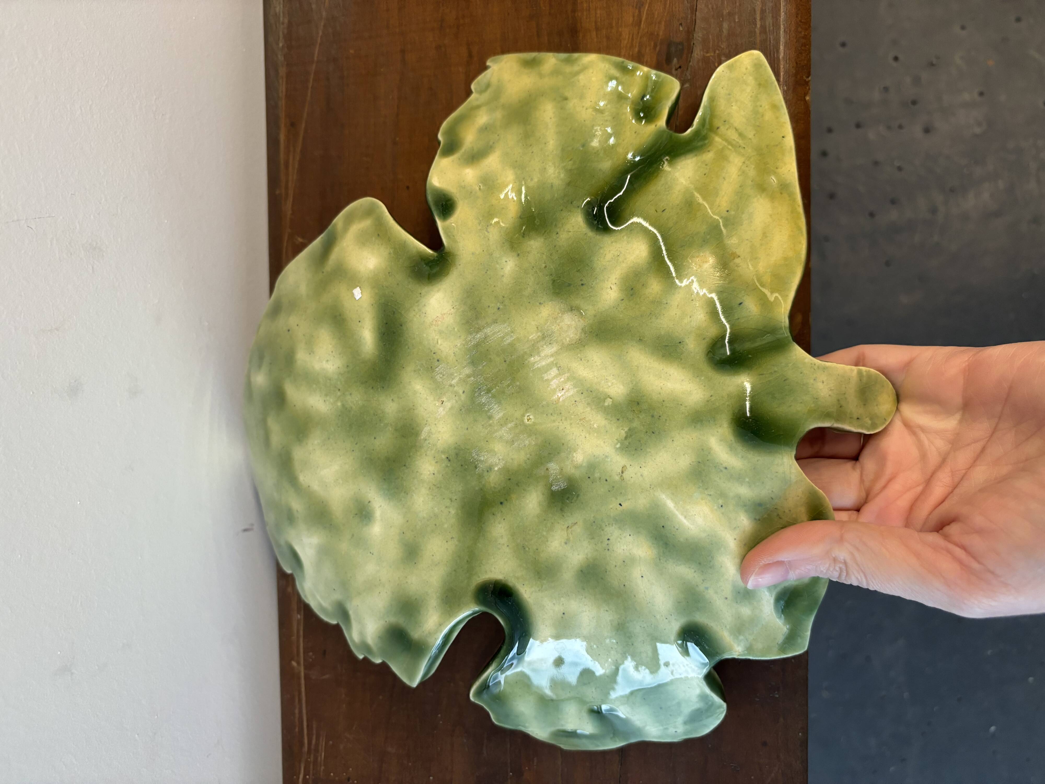 1960s leaf-shaped ceramic dish