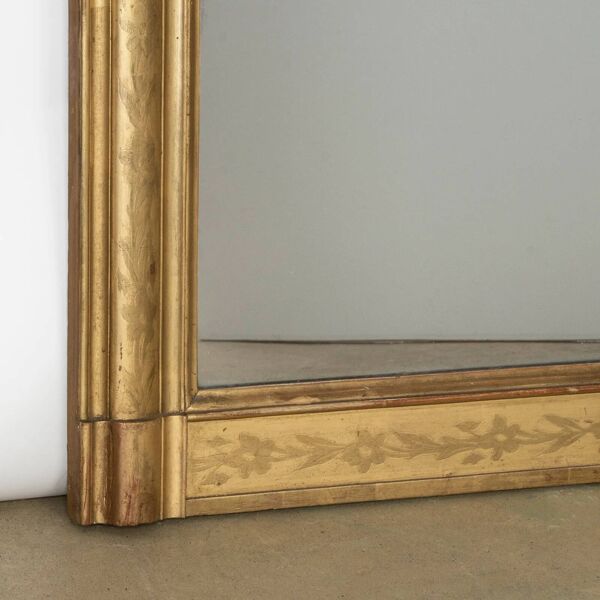 Miroir Louis Philippe avec gravures de fleurs, XIXe siècle
