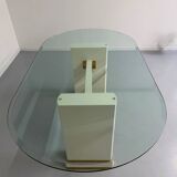Thonet designer glass dining table with crackled lacquer finish, 1980s vintage