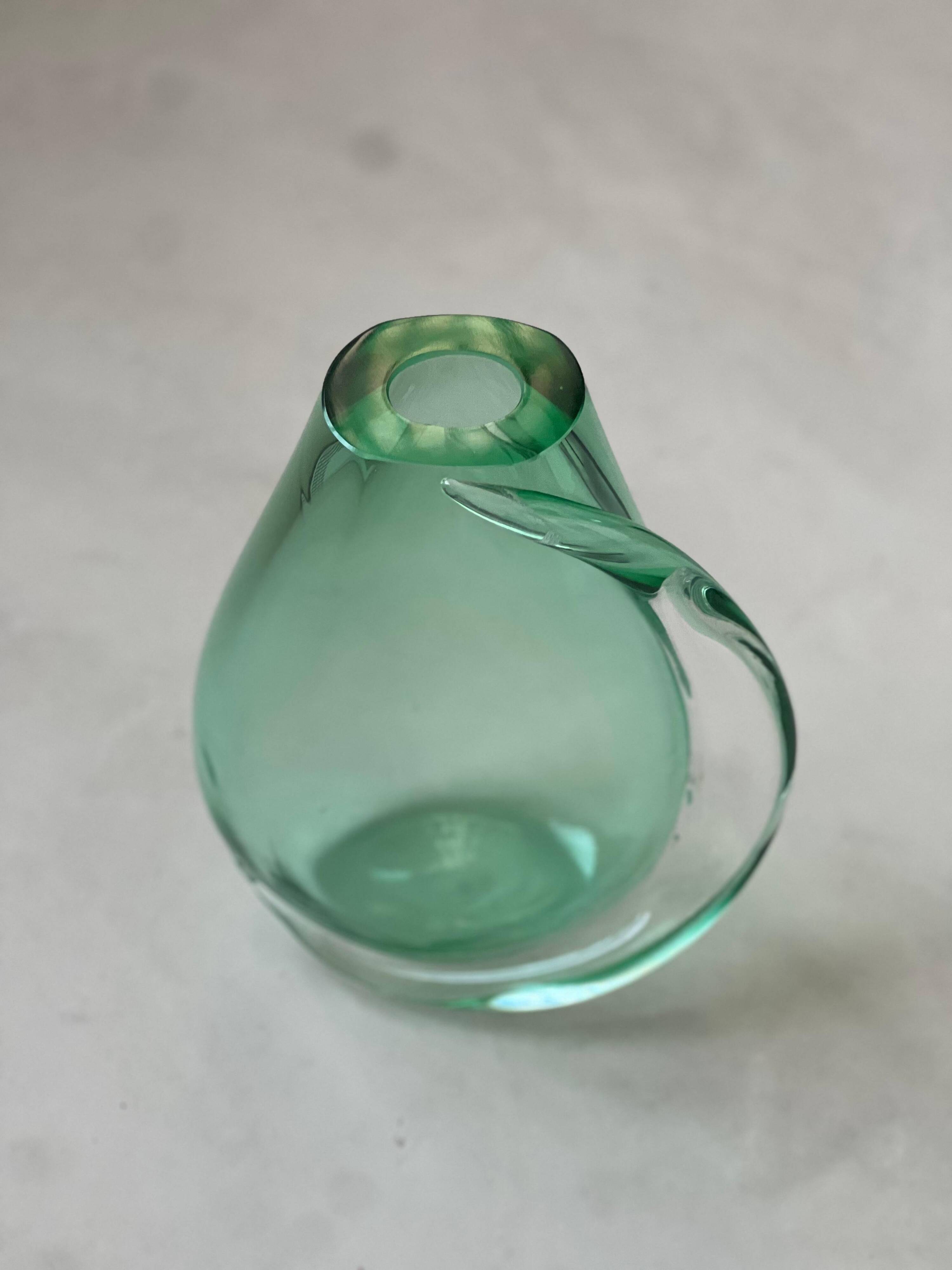 Huge green vase in Murano glass from artisan masters, Flavio Poli 1970's