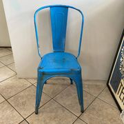 Authentic blue tolix metal chair by Xavier Pauchard vintage industrial 1950