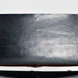Black modernist design lounge set by Jan van Opzeeland in leather and steel bar, Netherlands, 1980s