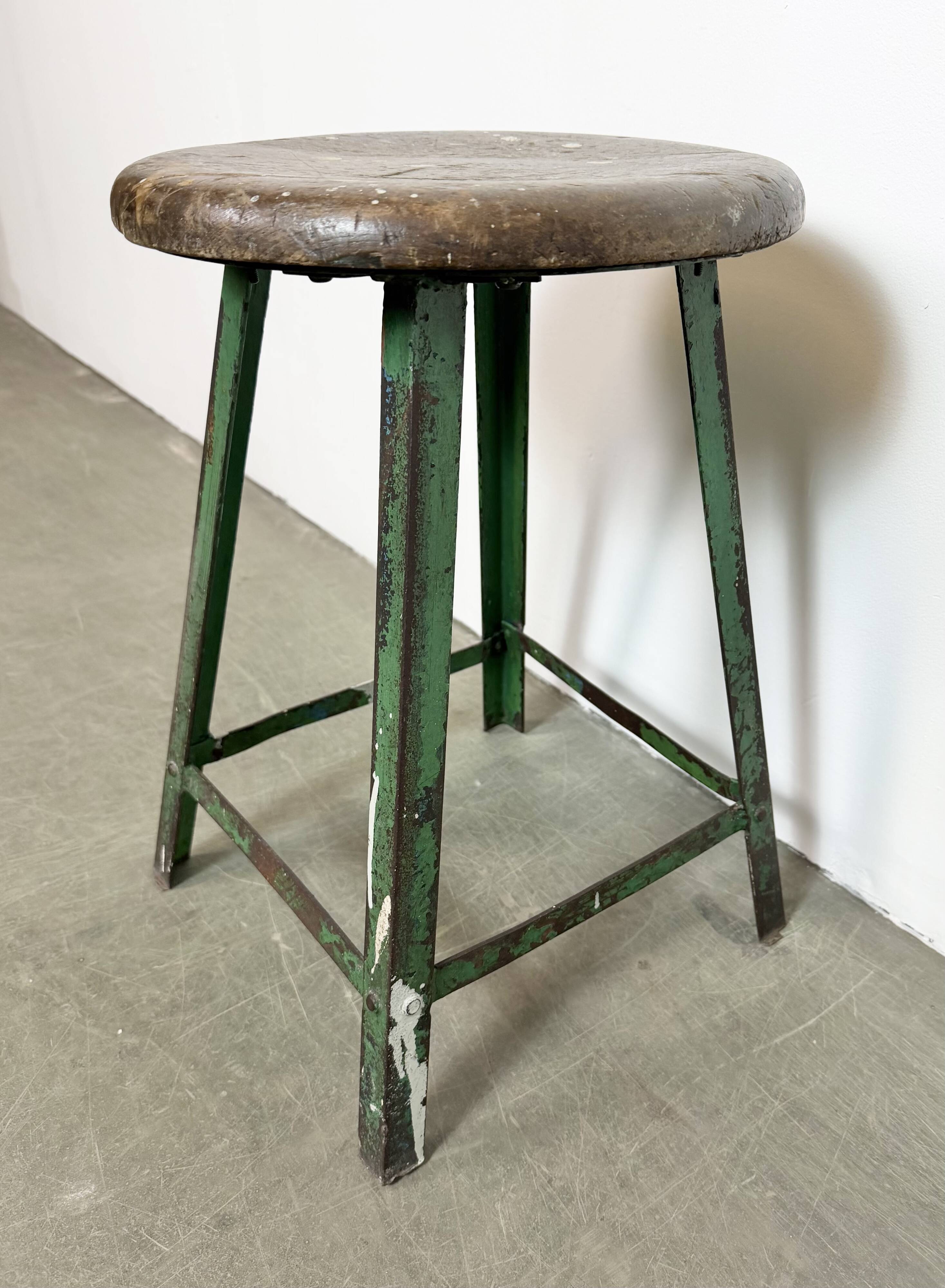 Green Industrial Workshop Stool, 1960s