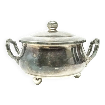 Sugar bowl, Art Deco, silver-plated brass, Belgium, 1930s