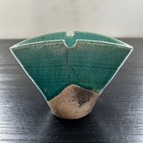 Fan vase in turquoise raku