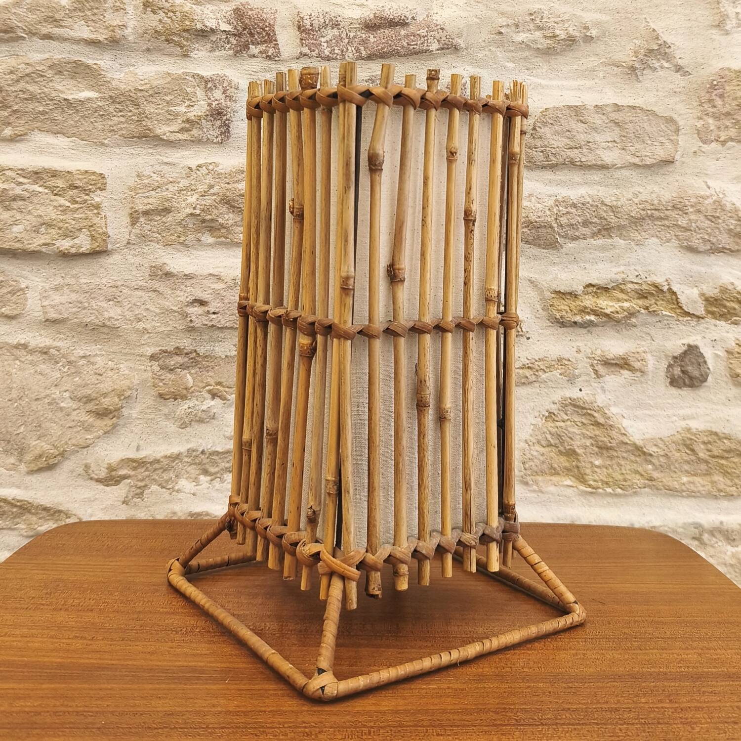 Modernist design table lamp, bamboo and metal