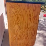 Mado wooden buffet, green and black tray, vintage