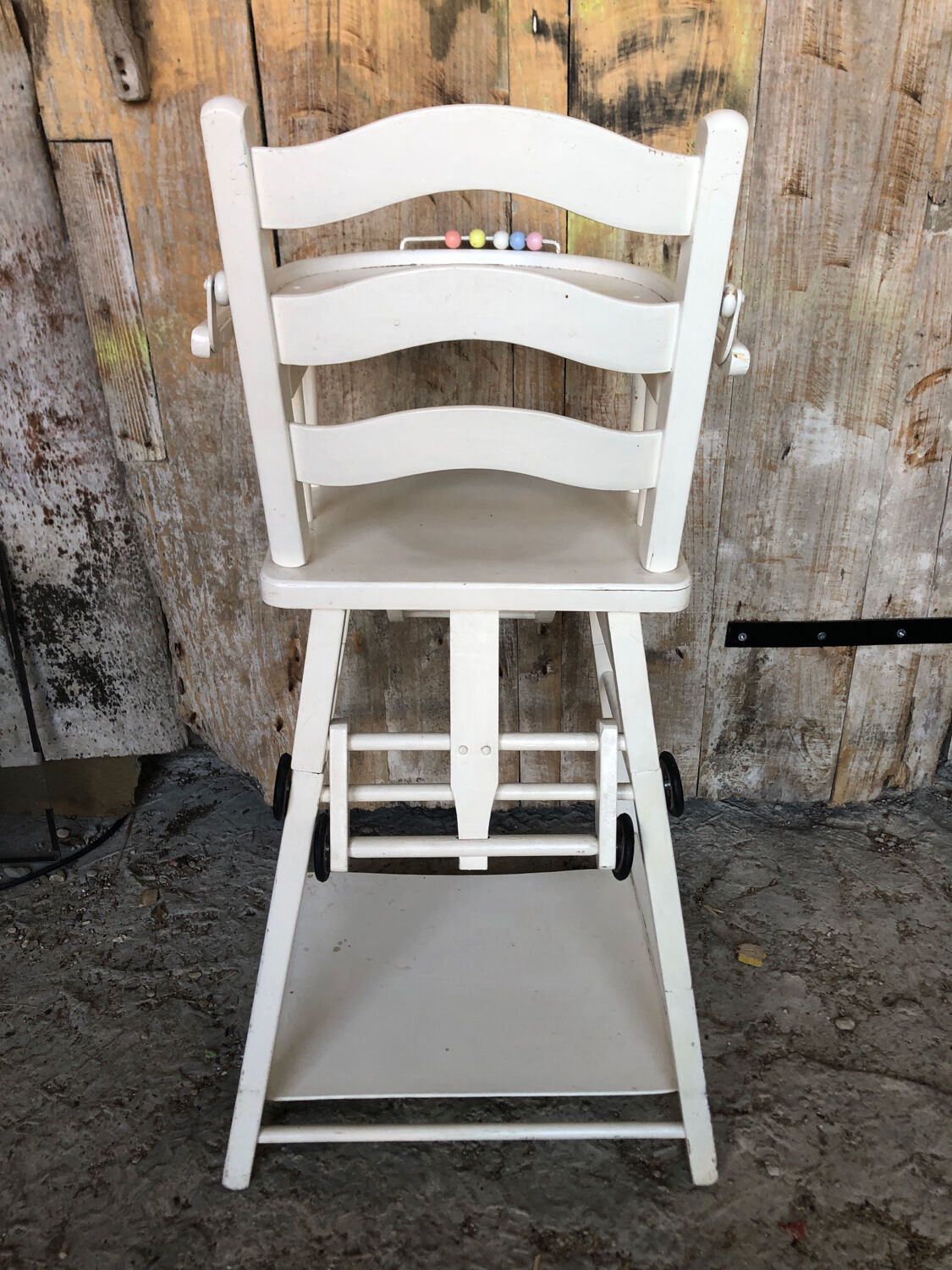 High chair bebe baumann vintage white wood