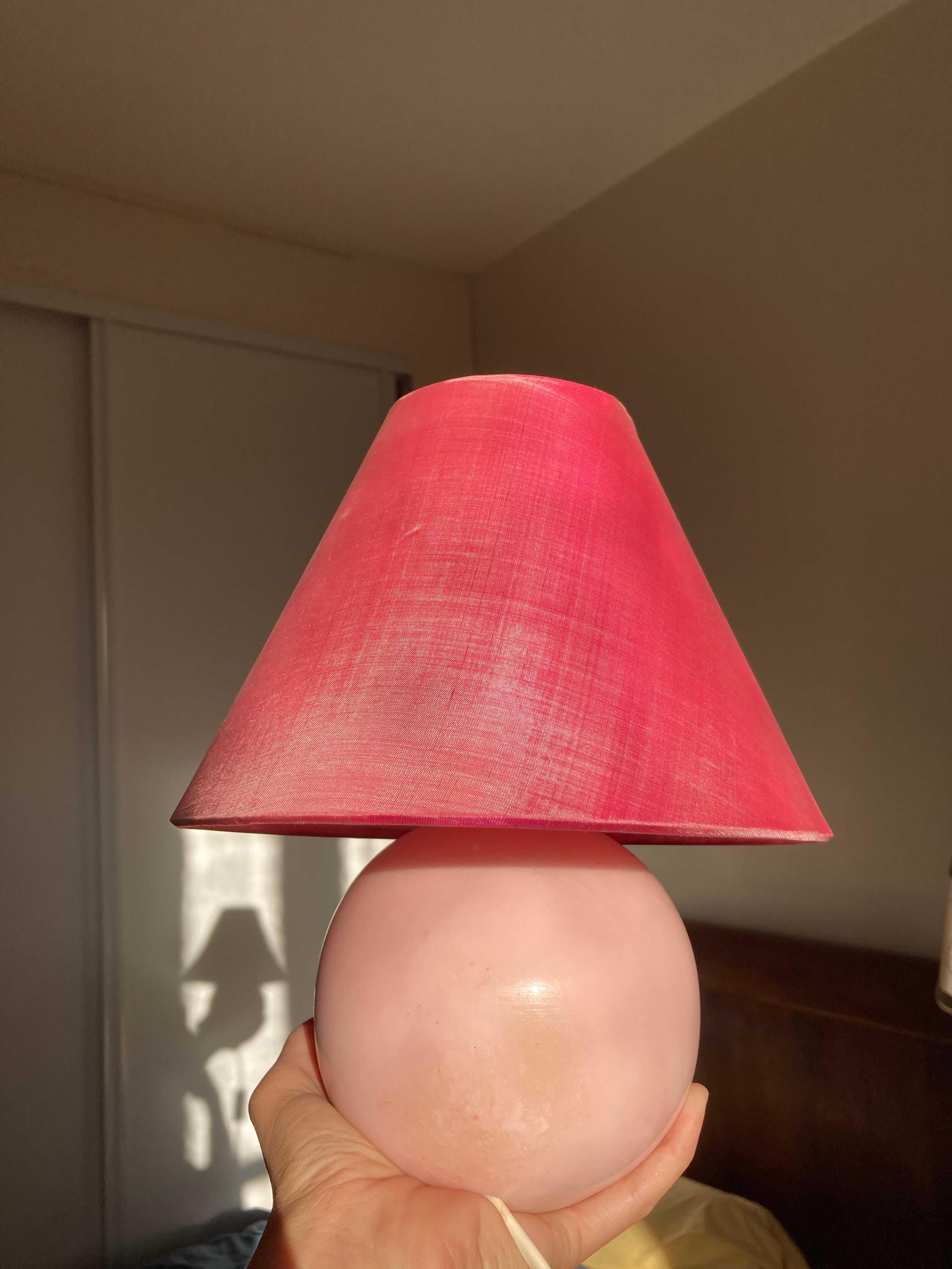 Marble style rose quartz bedside lamp