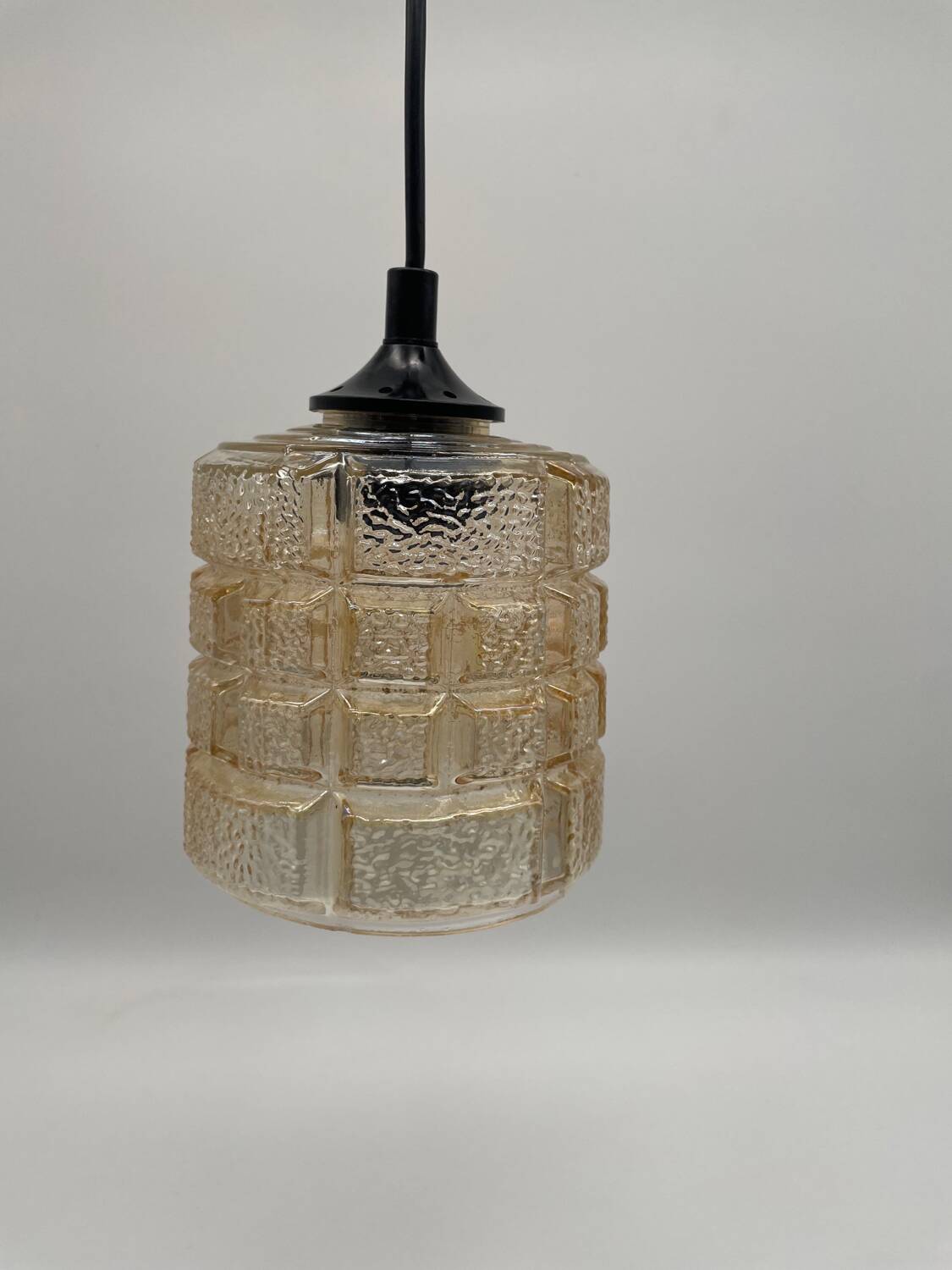 Suspension / portable lamp in smoked glass, 1970s