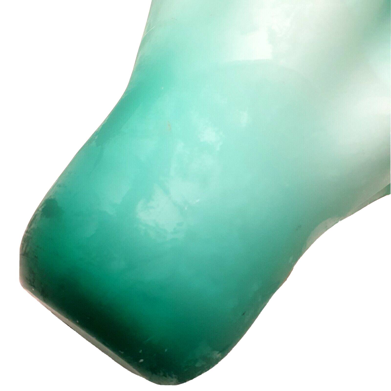 Vase handkerchief opaline turquoise interior white handmade work art deco