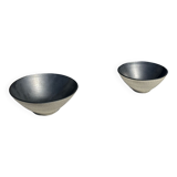 Duo of gray Indonesian ceramic bowls or salad bowls