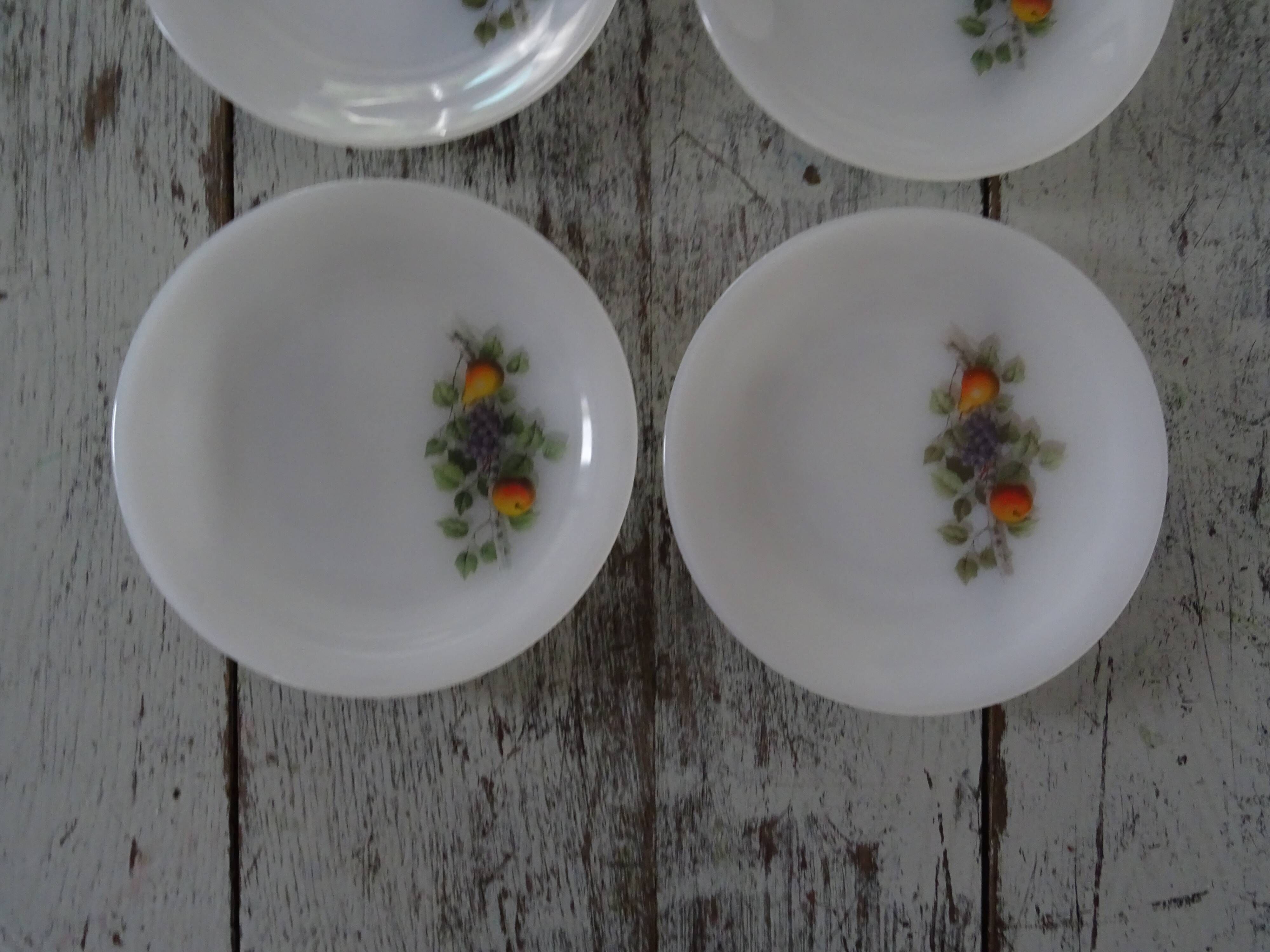 6 Dessert plates Arcopal model Fruits de France apple pear vintage grape