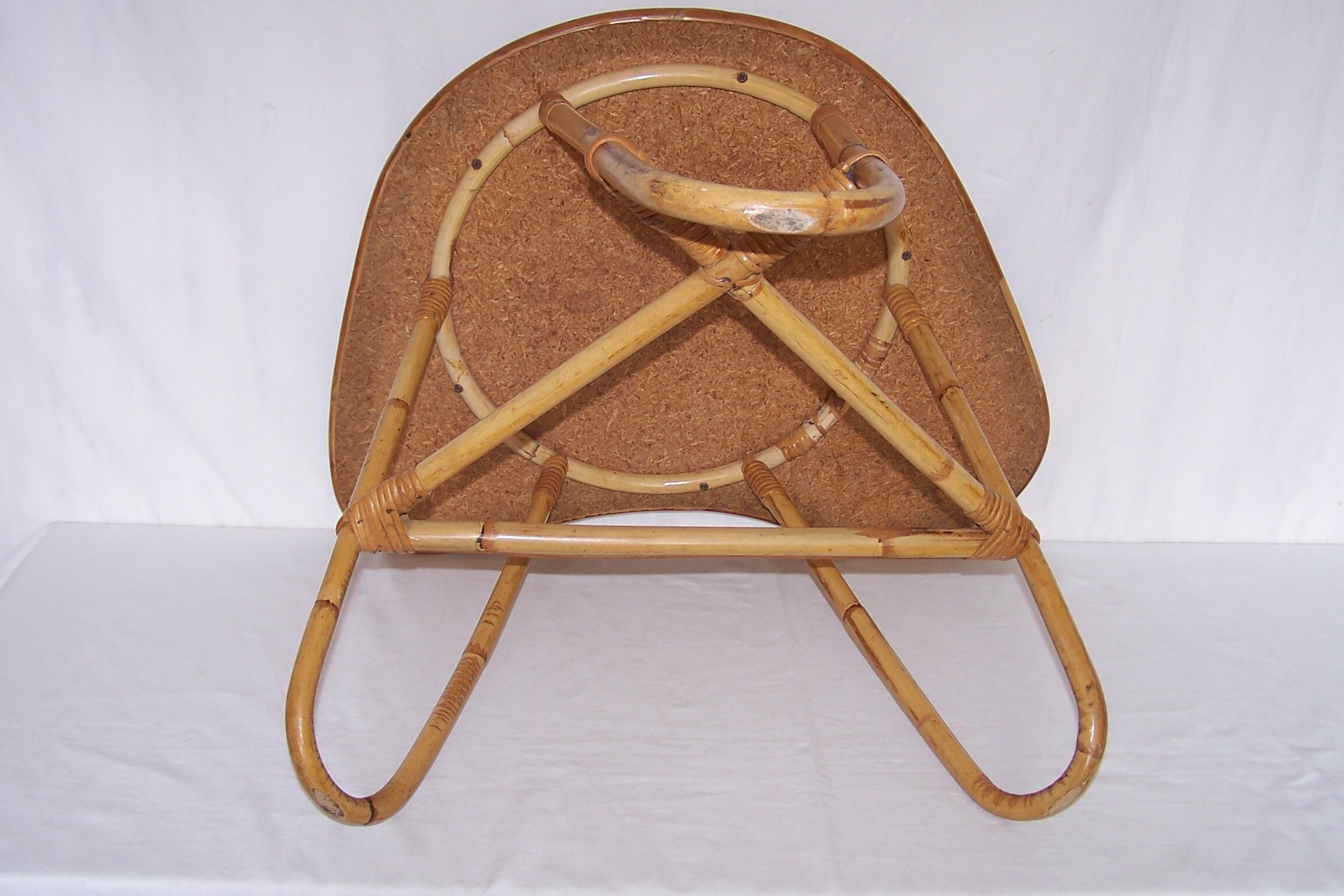Rattan bamboo coffee table free form 50's