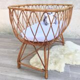 Vintage rattan cradle