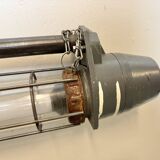 Large Grey Soviet Industrial Hanging Tube Light, 1970s