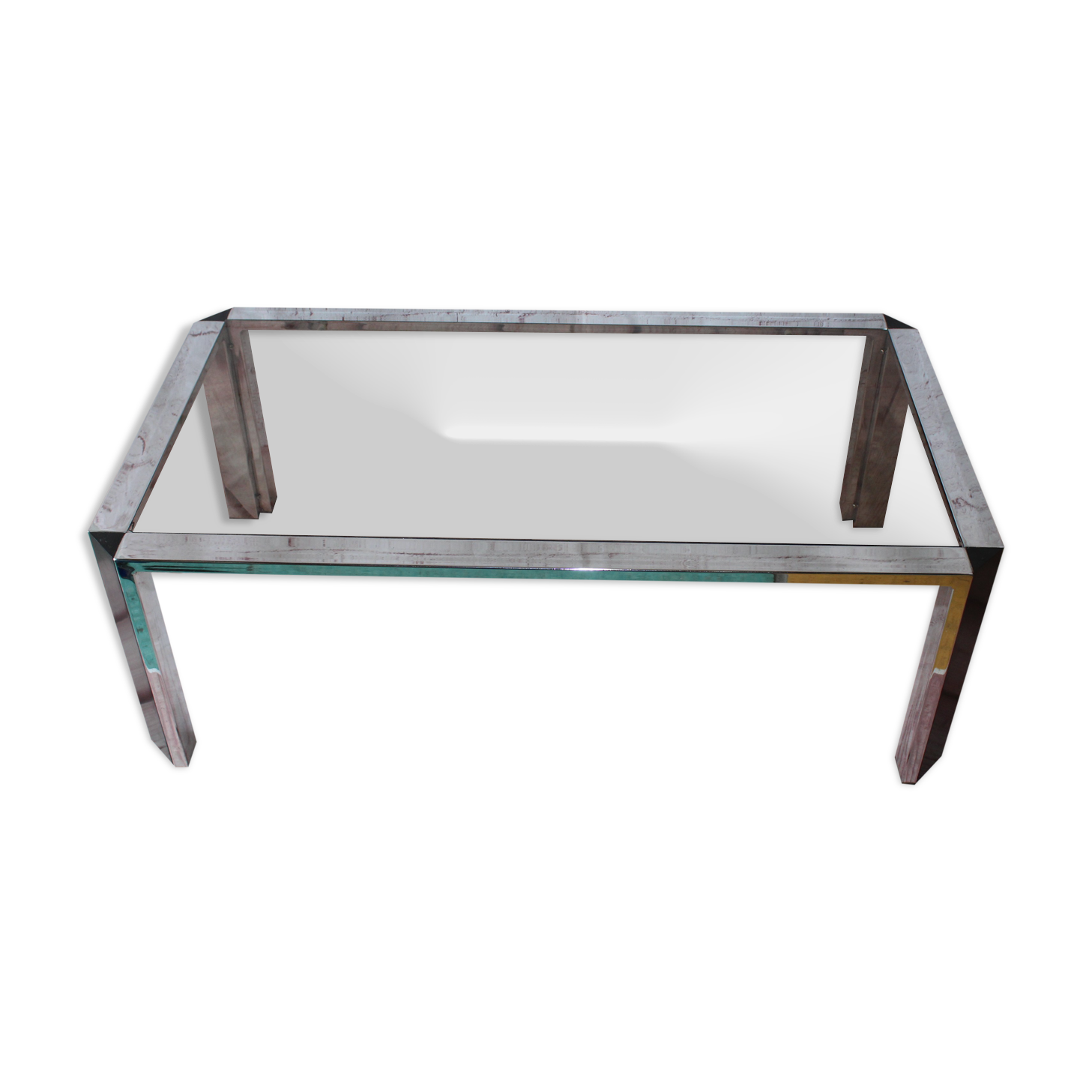 OLD VINTAGE CHROME COFFEE TABLE