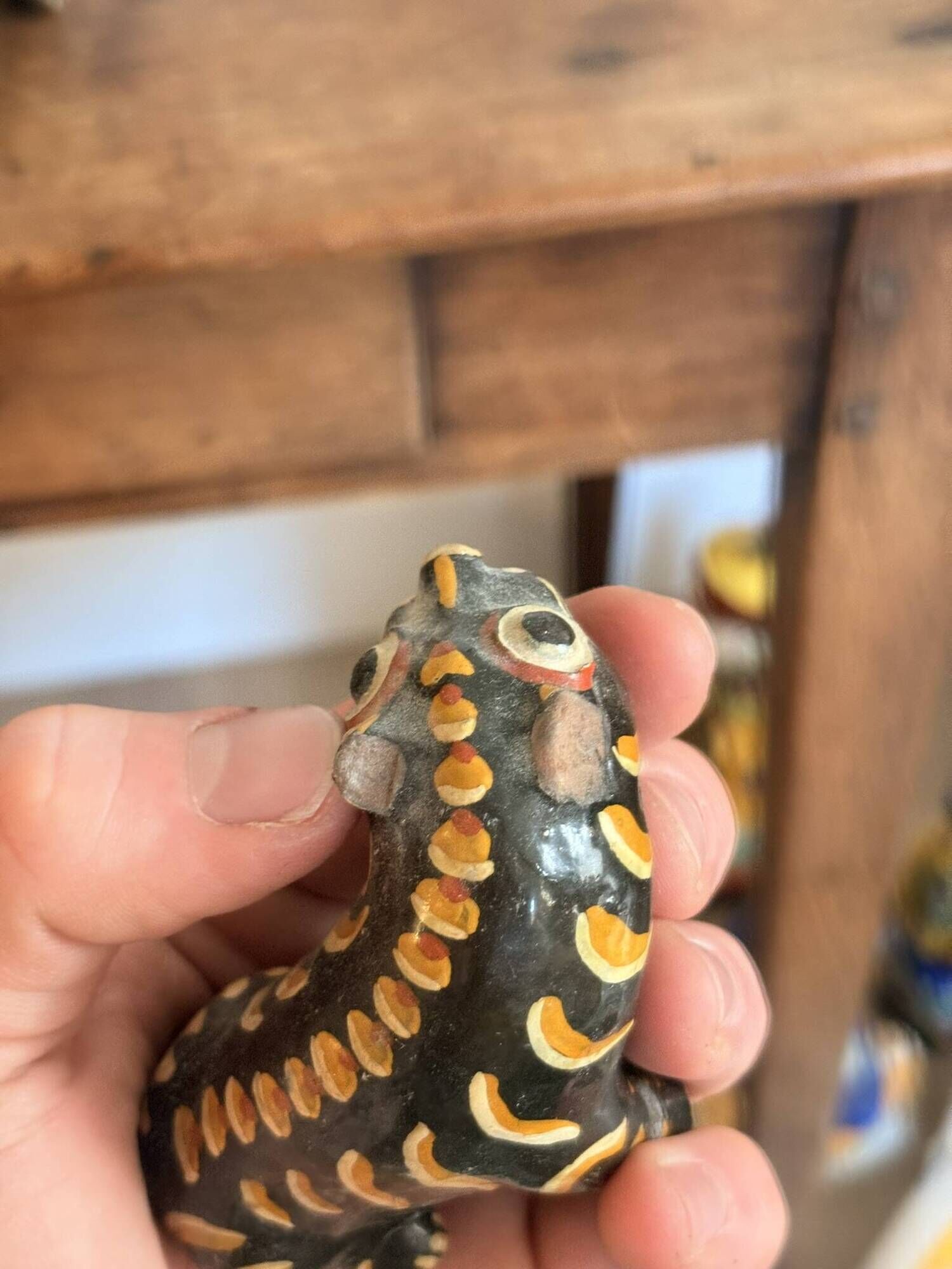 Animal Figurine Sculpture Glazed Terracotta Tiger Alebrije Mexico 1/2