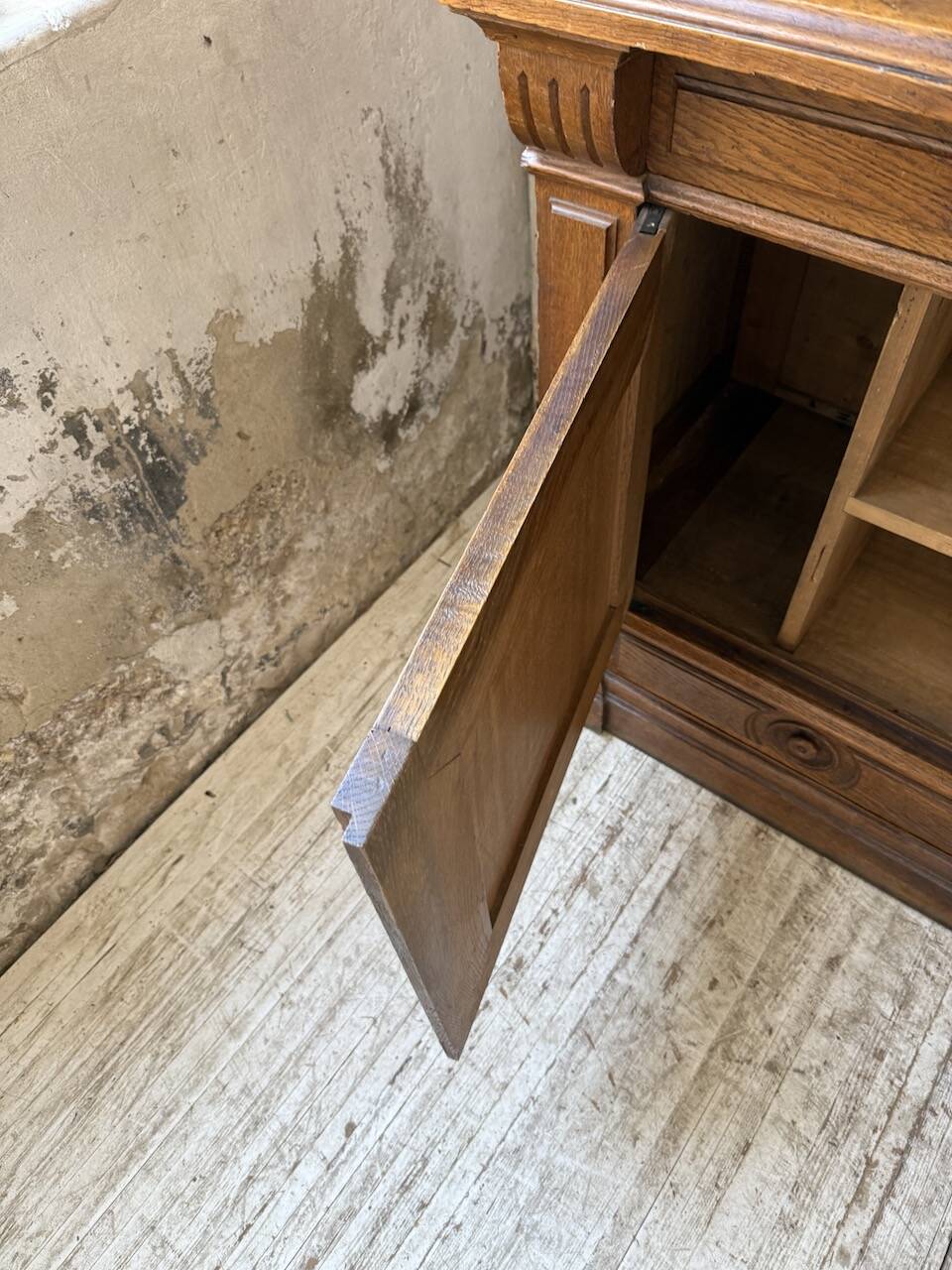 Antique XL Napoleonic oak glass bookcase, 19th century