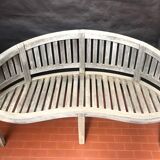 oval garden bench vintage solid teak "franck west" rare curved shape