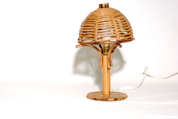 Lampe de Bureau Champignon en Bambou et rotin