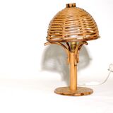 Lampe de Bureau Champignon en Bambou et rotin