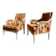 Paire de bergères laqué Louis XVI circa 1950