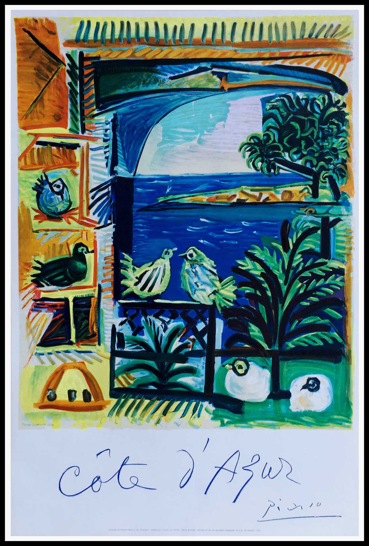 Original travel poster Pablo Picasso Côte d'Azur Mourlot 1962