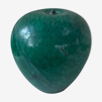 Apple-shaped paperweight, vintage malachite green stone