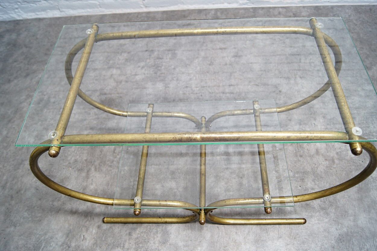 Bauhaus Tubular Brass Side Table, 1930s