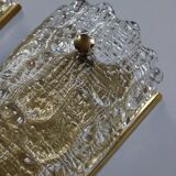 Pair of glass and brass sconces by Carl Fagerlund for Orrefors, 1960