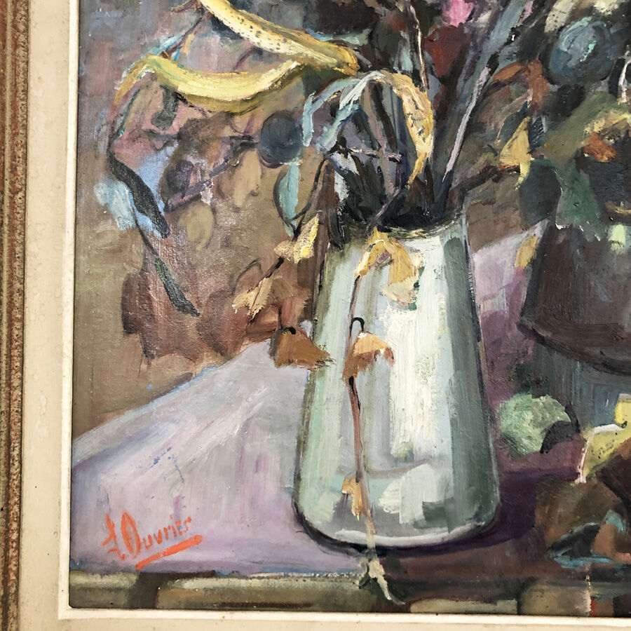 Tableau nature morte signé J.Ouvrier