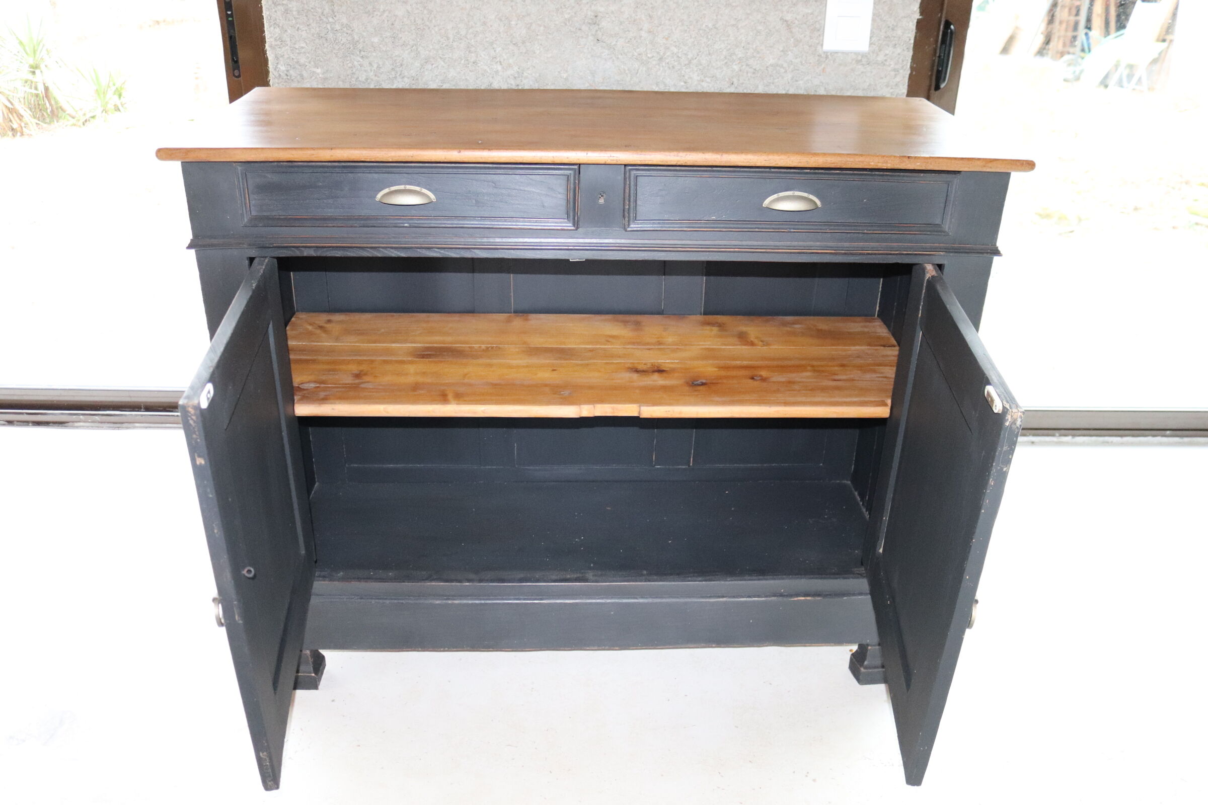 Buffet 2 doors black and wood restyled