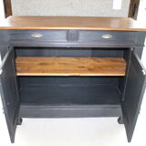 Buffet 2 doors black and wood restyled