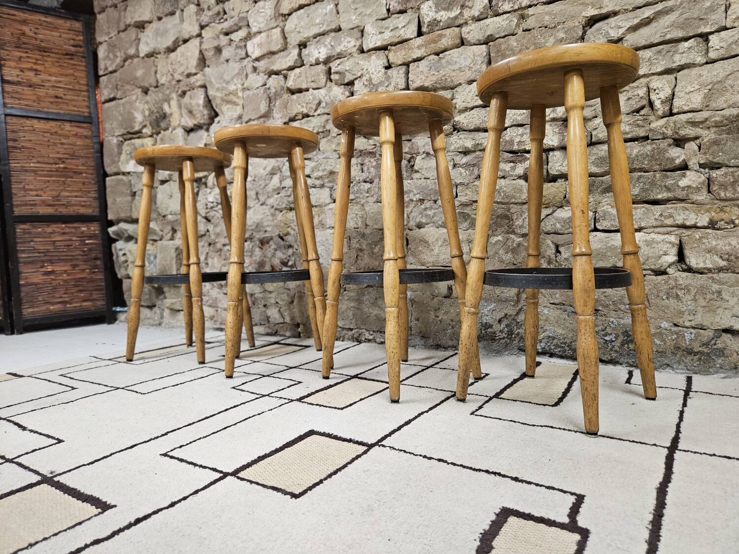 Lot de 4 tabourets de bar vintage 1970"