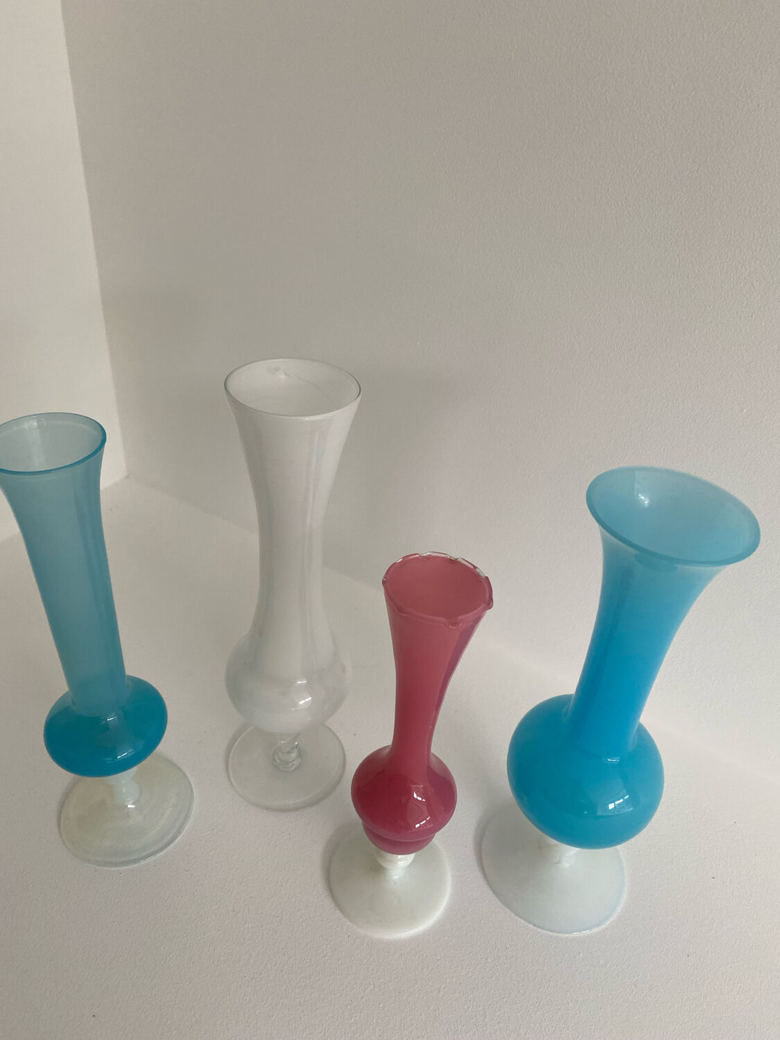 Set of 4 vintage opaline vases