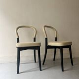 set of 2 chairs in ash and beige leather "Goteborg" by Gunnar Asplund for Cassina, design 1990