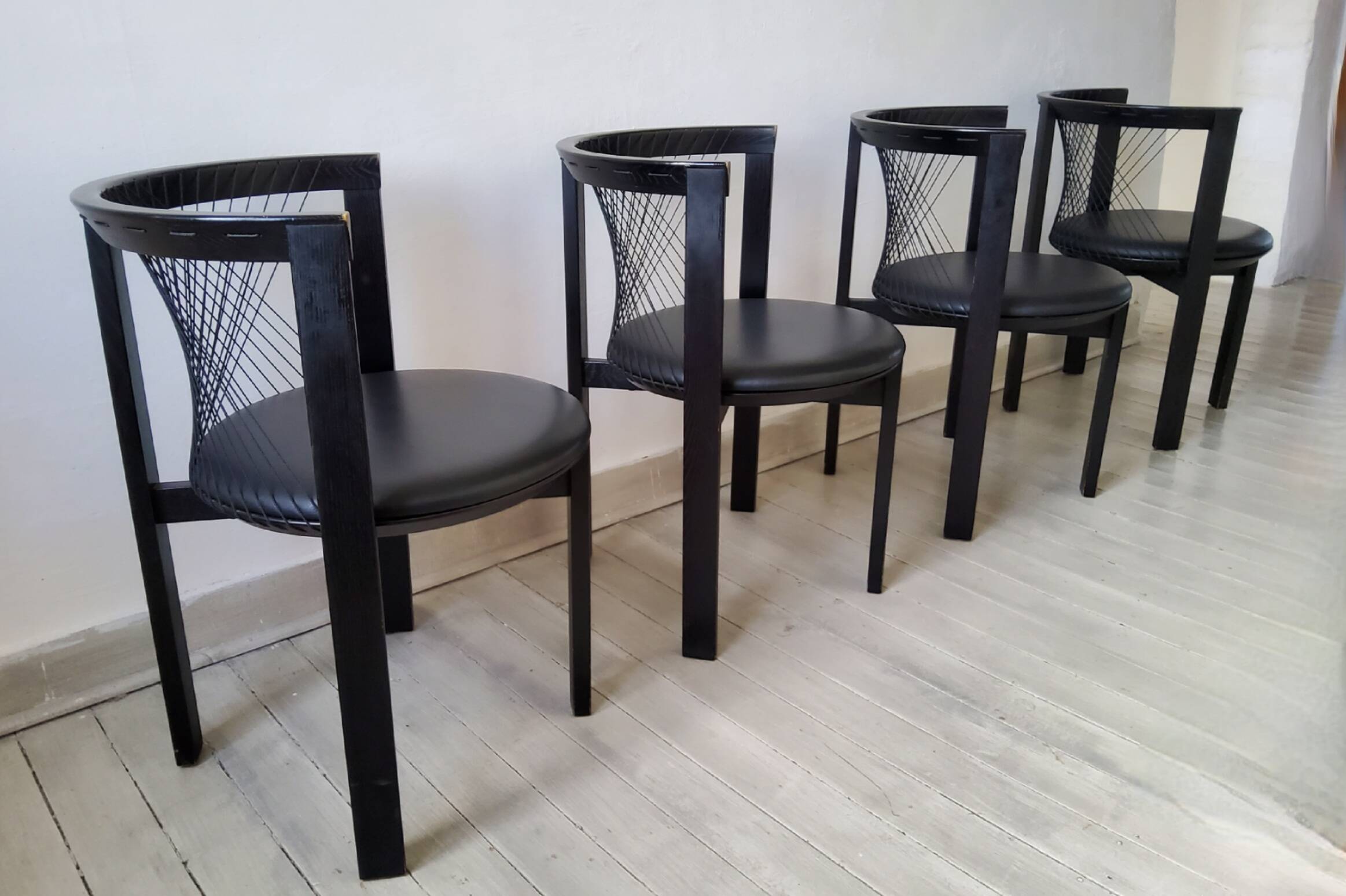 Vintage Niels Jorgen Haugesen String chairs for Tranekaer, Denmark 1980s