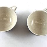 Antique GIEN duo of cups and saucers, Cashmere Bothee decor – French earthenware